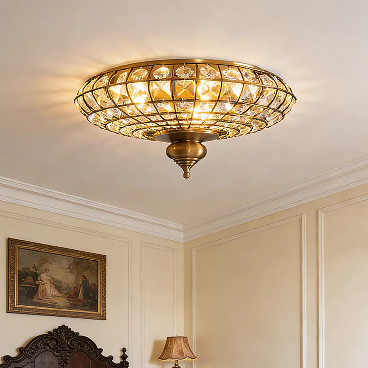 Interior Design Luxury Living Room - American-style Crystal LED Ceiling Lights Designer