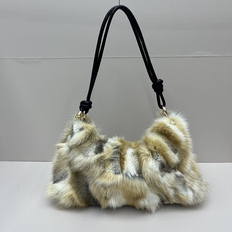 Interior Design Warm - Luxury Real Fox Fur Women Messenger