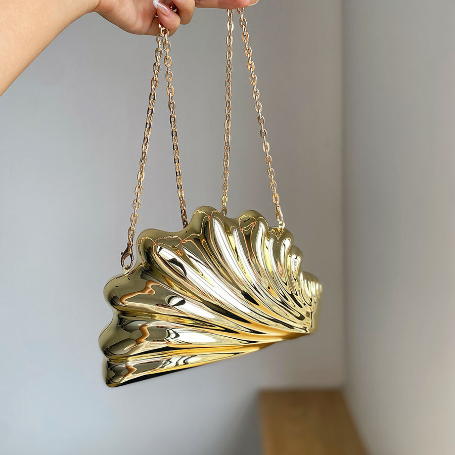 Interior Design Gold - Gold Silver Evening Bag Purse Irregular