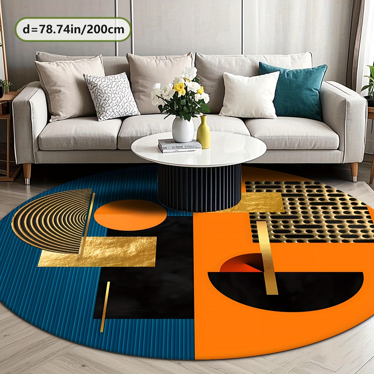 Orange Blue Gold Abstract Geom - Interior Design Gold recension och pris