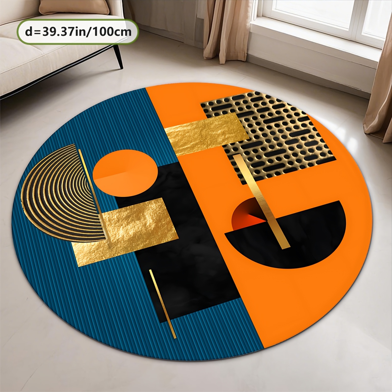 Orange Blue Gold Abstract Geom - Interior Design Gold recension och pris
