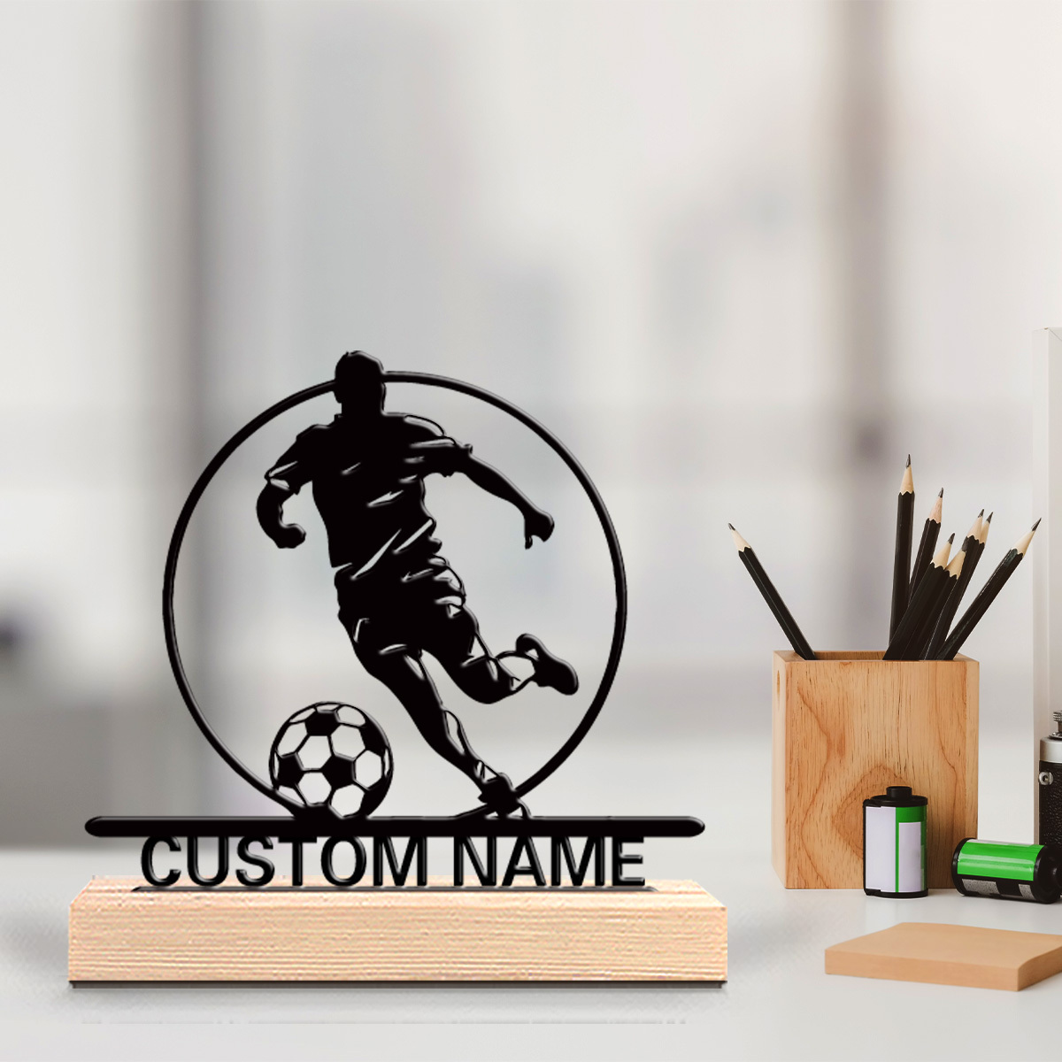Custom Soccer Player Metal Sta - Interior Design Office recension och pris